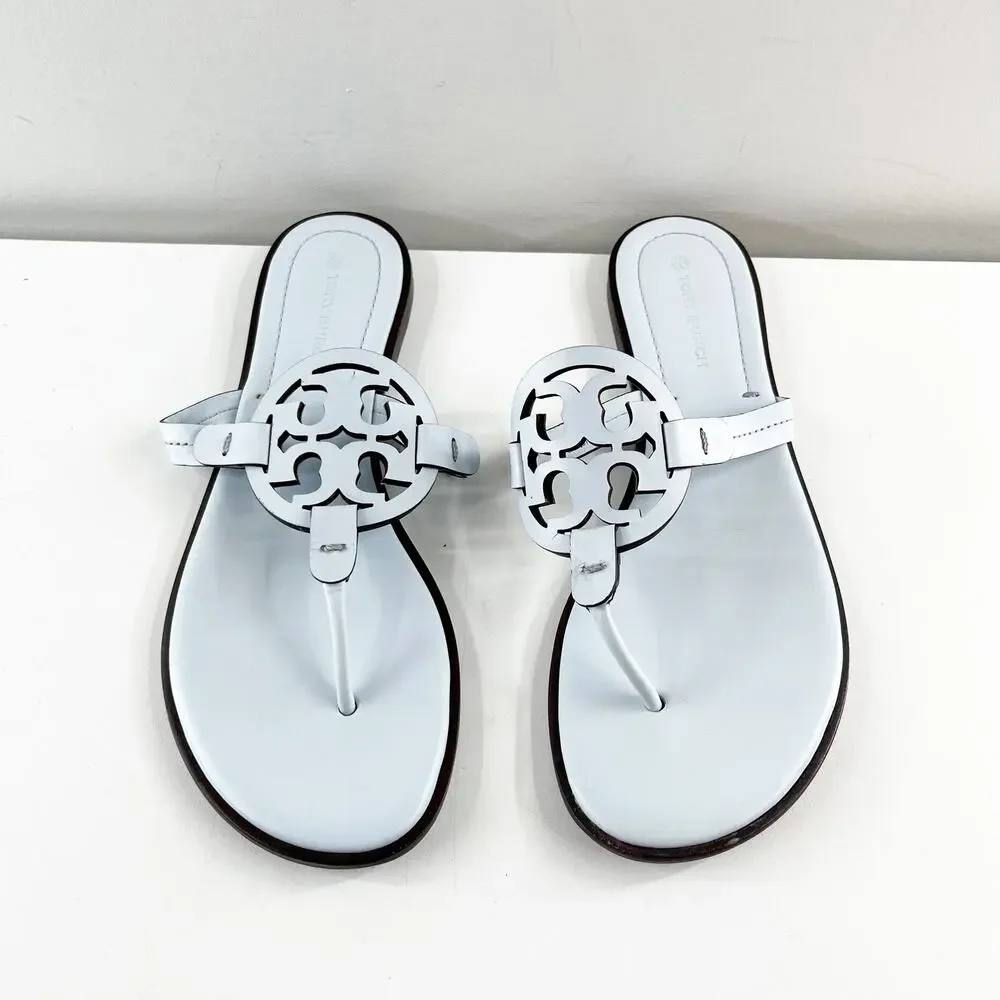 Tory Burch Miller Welt Thong Leather Sandals Pastel Blue 8.5 - Picture 8 of 8